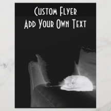 Sleeping Cat On Sofa - B&W Negative Personalized Flyer