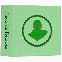 Sleeping Green Turtle Frilly Frame With Dots Vinyl Binder