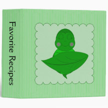 Sleeping Green Turtle Frilly Frame With Stripes Vinyl Binders