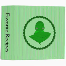 Sleeping Green Turtle Frilly Frame With Stripes Vinyl Binder