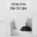 Sleeping Grey Cat on White Sofa Personalized Flyer