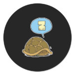 sleeping hiding turtle round stickers