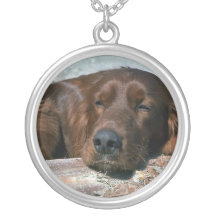Sleeping Irish Setter Necklaces