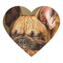 Sleeping on His Feet Heart Sticker