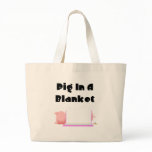 Sleeping Pig Pink Blanket Pig In A Blanket Tote Bag