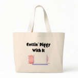 Sleeping Pigs Blue Blanket Gettin' Piggy With It Tote Bag