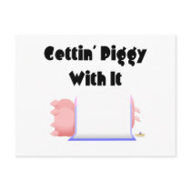 Sleeping Pigs Blue Pink Blanket Gettin' Piggy With Postcards