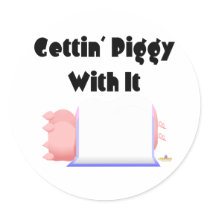 Sleeping Pigs Blue Pink Blanket Gettin' Piggy With Stickers