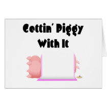 Sleeping Pigs Pink Blanket Gettin' Piggy With It Cards