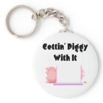 Sleeping Pigs Pink Blanket Gettin' Piggy With It Keychains