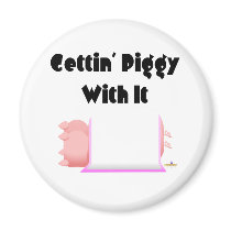 Sleeping Pigs Pink Blanket Gettin' Piggy With It Fridge Magnet