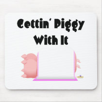Sleeping Pigs Pink Blanket Gettin' Piggy With It Mouse Pads