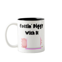 Sleeping Pigs Pink Blanket Gettin' Piggy With It Mugs