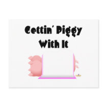 Sleeping Pigs Pink Blanket Gettin' Piggy With It Postcards