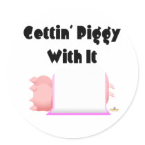 Sleeping Pigs Pink Blanket Gettin' Piggy With It Stickers