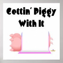 Sleeping Pigs Pink Blue Blanket Gettin' Piggy With Posters