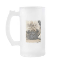Sleeping Pug Frosted Beer Mug