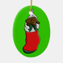Sleeping Puppy in Christmas Stocking Ornaments
