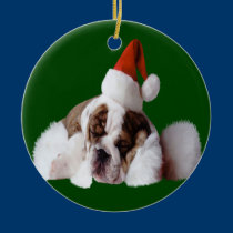 Sleeping Santa Puppy Ornament ornaments