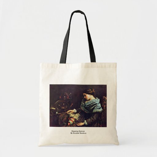 Sleeping Spinner By Courbet Gustave Canvas Bags