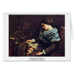 Sleeping Spinner By Courbet Gustave Greeting Card