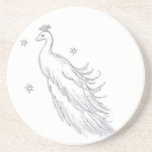 Sleeping White Peacock Beverage Coaster