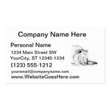 Sleeping White Tiger head and paws Pencil Drawing Business Card Templates
