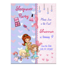 Sleepover Friends Slumber Birthday Party Invitations