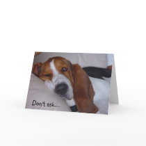 Sleepy Basset Hound Card