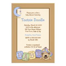 Sleepy Bear 5x7 Baby Shower Invitation