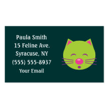 Sleepy Green Cat Business Cards