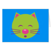 Sleepy Green Cat Card
