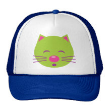 Sleepy Green Cat Mesh Hats
