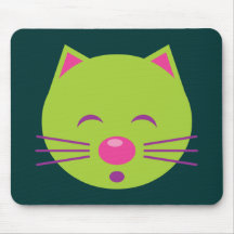 Sleepy Green Cat Mouse Pad