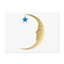 Sleepy Moon with Blue Star Postcards