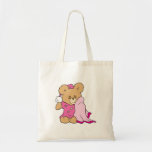 sleepy night night girl teddy bear design tote bags