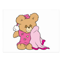 sleepy night night girl teddy bear design postcard