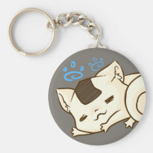 Sleepy Onigiri Cat Keychain (Brown)