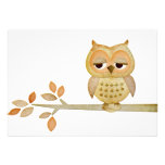 Sleepy Owl in Tree Invitation