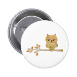 Sleepy Owl in Tree Pinback Buttons