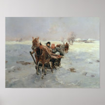 Sleighs in a Winter Landscape Print