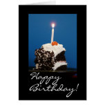 Slice of Black Forest Cake with Candle Greeting Card