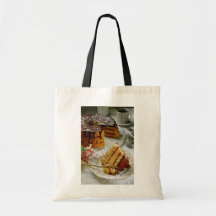 Slice of layer cake flowers canvas bags