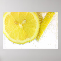 Sliced lemon in water print