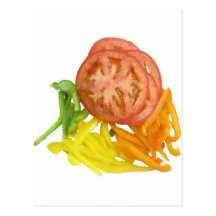 sliced tomato and peppers post cards