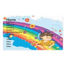 sliding down a rainbow happy vector illustration business card template