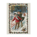 "Sliding down the Hill" Vintage Christmas Postcard