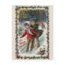 "Sliding down the Hill" Vintage Christmas Postcard