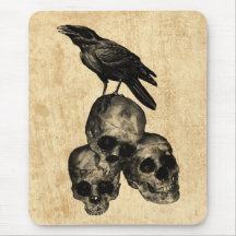 Slim Pickings Crow Skulls Gothic Art Mousepad
