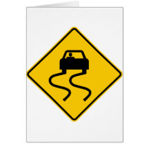 Slippery When Wet Highway Sign Cards